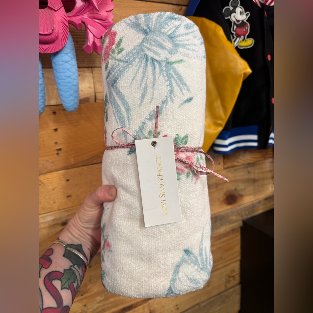 LoveShackFancy Floral Beach Towel - Pink & Aqua Print- LAST ONE
